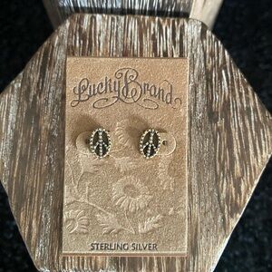 LUCKY BRAND Sterling Silver Post Brass Peace Bohemian Stud EARRINGS